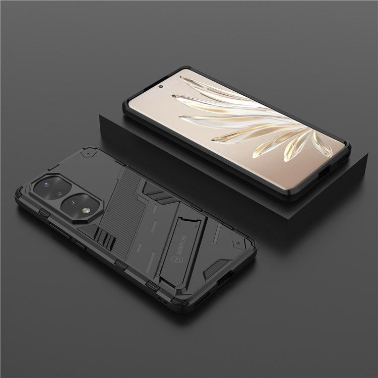 For Honor 70 Pro 5G Shock Absorption Drop-proof TPU+PC Cover Kickstand Anti-scratch Cell Phone Case - Black