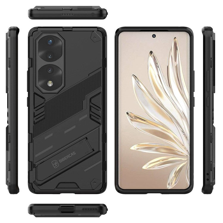 For Honor 70 Pro 5G Shock Absorption Drop-proof TPU+PC Cover Kickstand Anti-scratch Cell Phone Case - Black