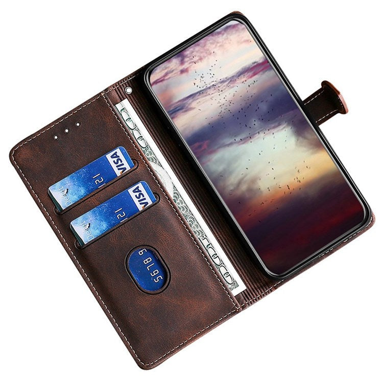 For Honor 70 5G Anti-scratch PU Leather Phone Wallet Flip Case Straw Hat Pattern Magnetic Clasp Drop-proof Cover Skin-touch Feeling Stand - Brown