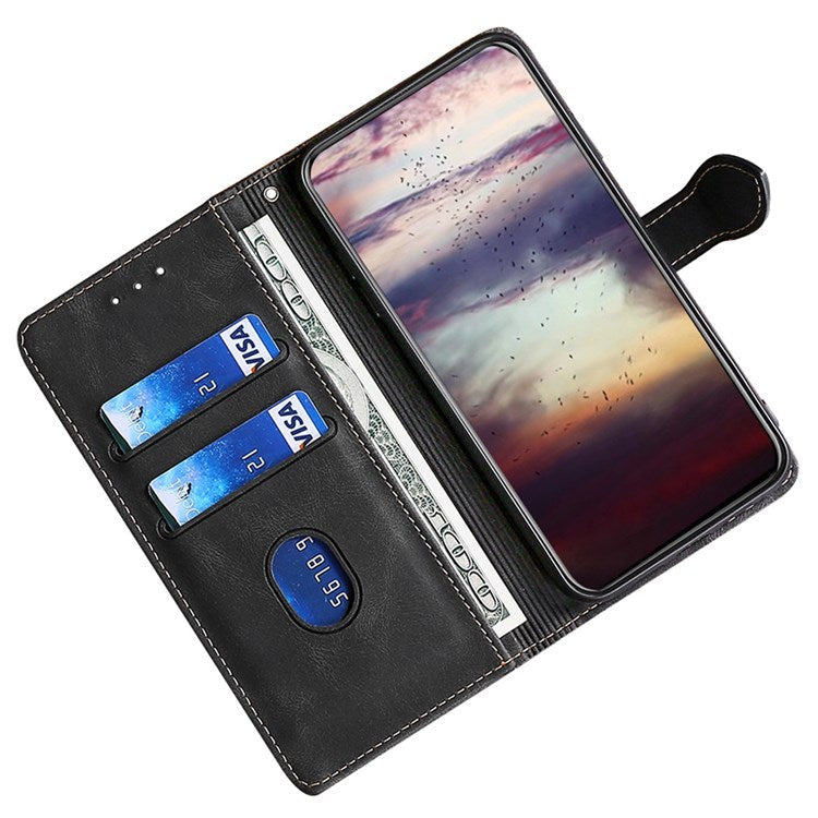 For Honor 70 5G Anti-scratch PU Leather Phone Wallet Flip Case Straw Hat Pattern Magnetic Clasp Drop-proof Cover Skin-touch Feeling Stand - Black