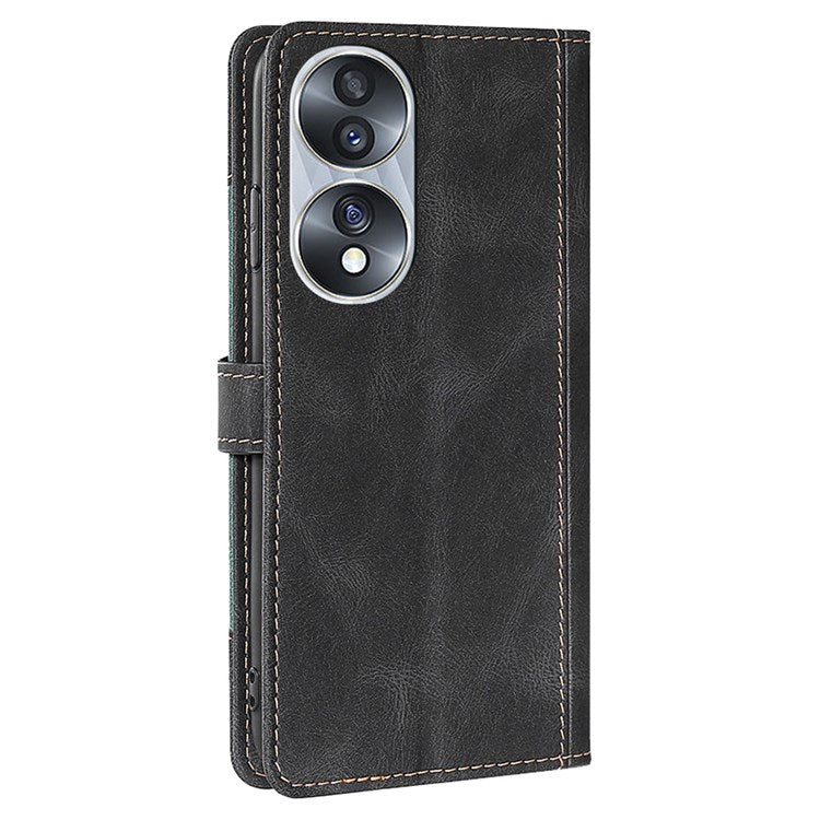 For Honor 70 5G Anti-scratch PU Leather Phone Wallet Flip Case Straw Hat Pattern Magnetic Clasp Drop-proof Cover Skin-touch Feeling Stand - Black