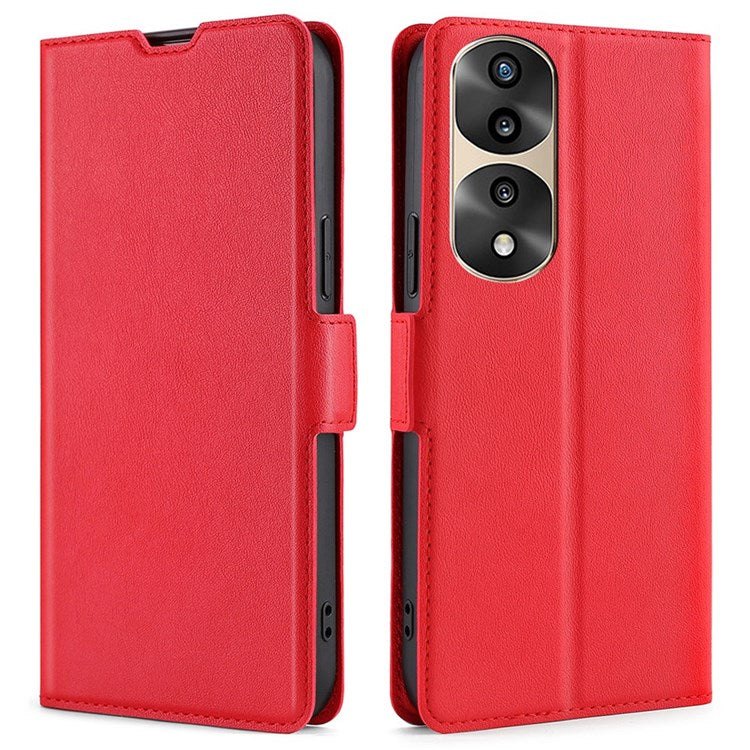 For Honor 70 Pro 5G/70 Pro+ 5G Side Magnetic Clasp Stand Phone Cover PU Leather Card Slot Shockproof Case - Red