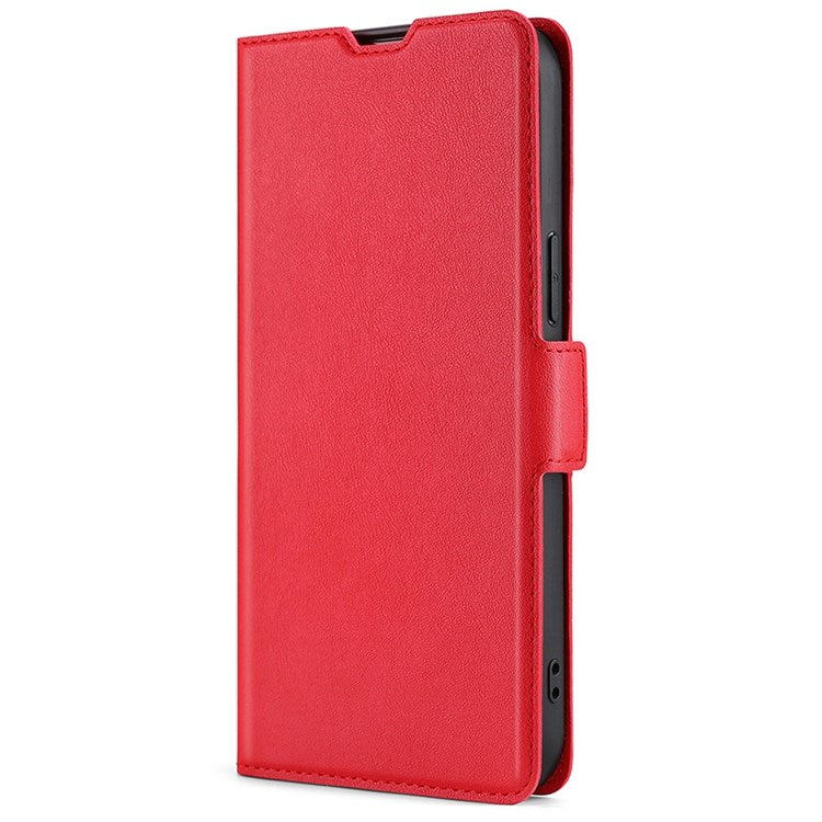 PU Leather Side Magnetic Clasp Case for Honor 70 5G, Ultra Slim Stand Card Slot Flip Phone Cover - Red