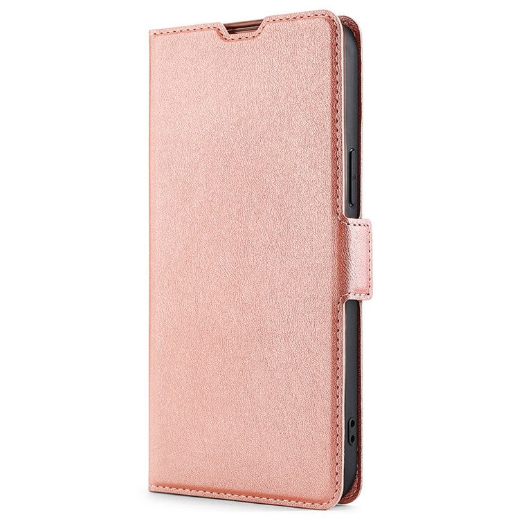 PU Leather Side Magnetic Clasp Case for Honor 70 5G, Ultra Slim Stand Card Slot Flip Phone Cover - Rose Gold