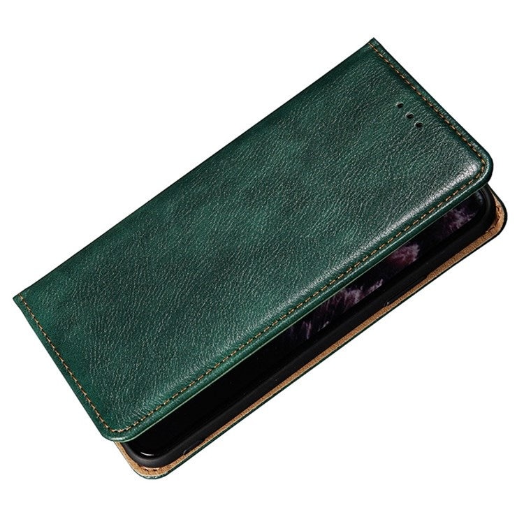PU Leather Anti-scratch Stand Wallet Case for Honor 70 5G, Magnetic Auto-absorbed Protective Phone Cover - Green