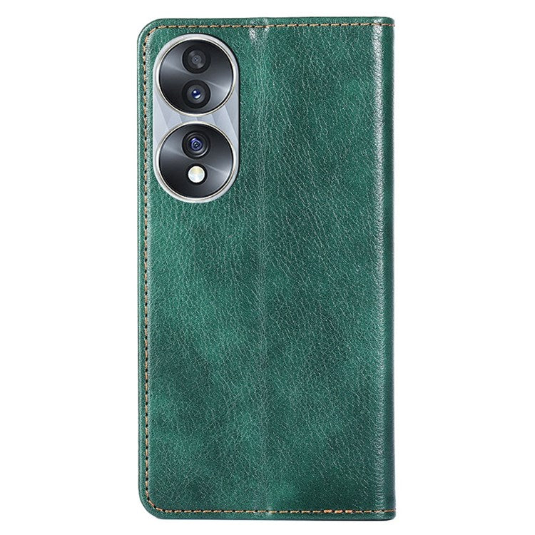 PU Leather Anti-scratch Stand Wallet Case for Honor 70 5G, Magnetic Auto-absorbed Protective Phone Cover - Green