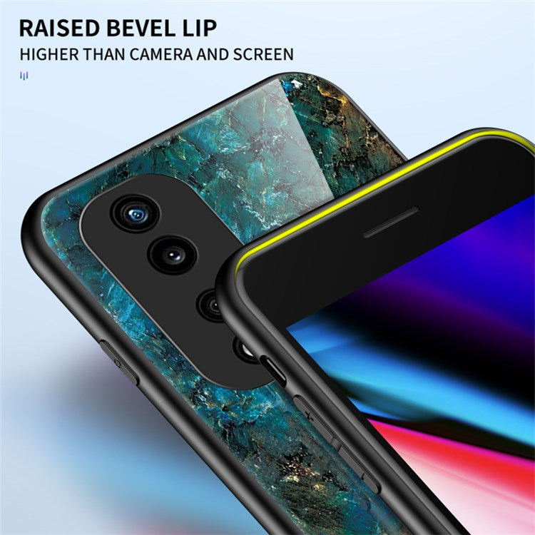 For Honor 70 Pro 5G Slim Anti-scratch Marble Pattern Tempered Glass + PC + TPU Hybrid Shockproof Cover - Flying Pigeon Marble