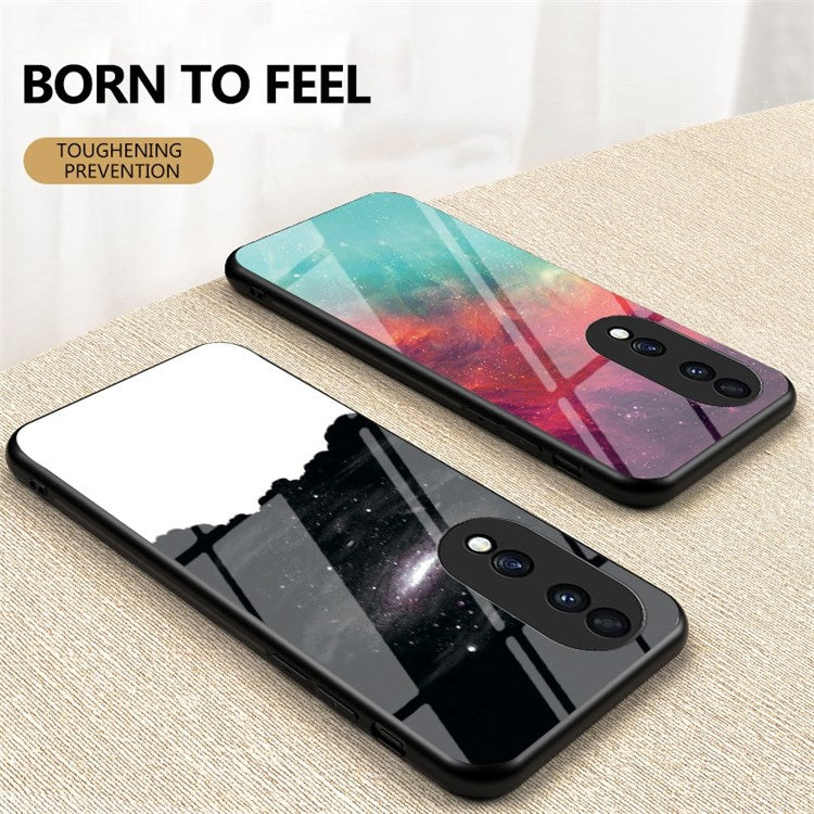 For Honor 70 5G Anti-scratch Phone Case Tempered Glass+Hard PC + Soft TPU Starry Sky Pattern Phone Cover - Color Starry Sky