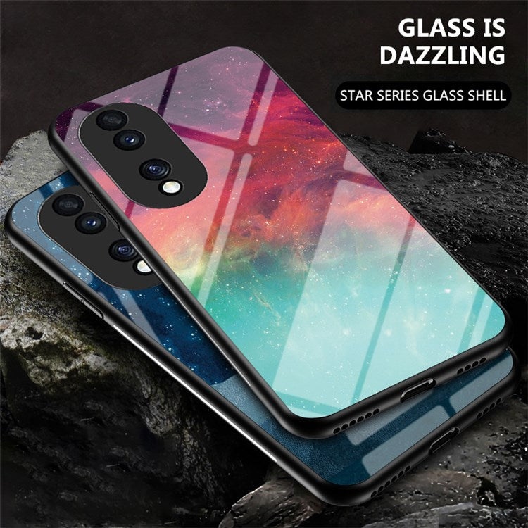 For Honor 70 5G Anti-scratch Phone Case Tempered Glass+Hard PC + Soft TPU Starry Sky Pattern Phone Cover - Color Starry Sky