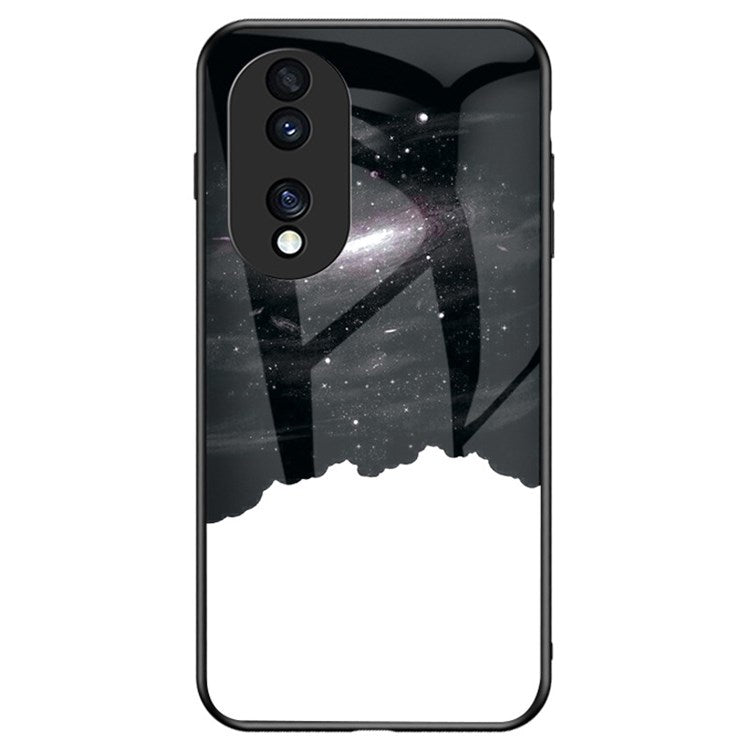 For Honor 70 5G Anti-scratch Phone Case Tempered Glass+Hard PC + Soft TPU Starry Sky Pattern Phone Cover - Cosmic Starry Sky