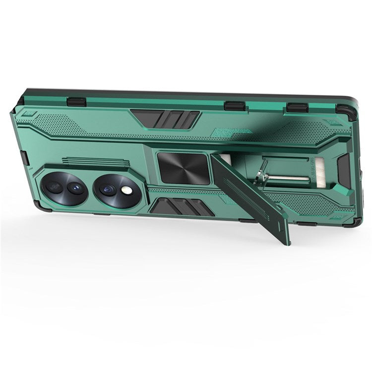 For Honor 70 5G Phone Case Kickstand Hard PC Soft TPU Dual Layer Anti-Slip Rugged Protective Cover - Green