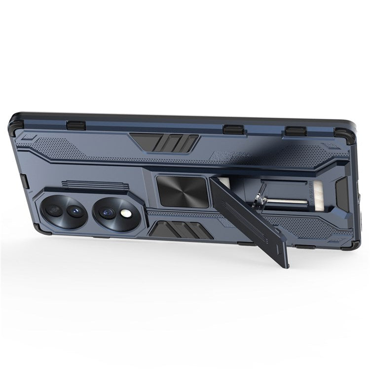 For Honor 70 5G Phone Case Kickstand Hard PC Soft TPU Dual Layer Anti-Slip Rugged Protective Cover - Blue