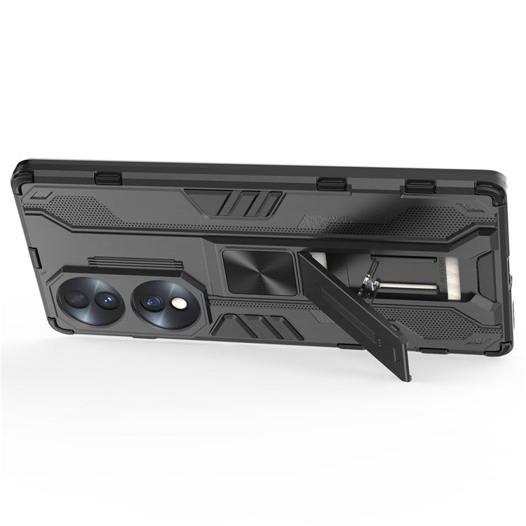 For Honor 70 5G Phone Case Kickstand Hard PC Soft TPU Dual Layer Anti-Slip Rugged Protective Cover - Black