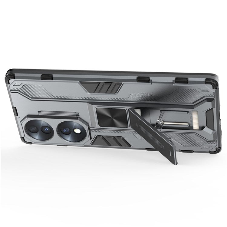For Honor 70 5G Phone Case Kickstand Hard PC Soft TPU Dual Layer Anti-Slip Rugged Protective Cover - Grey
