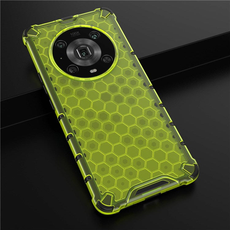 For Honor Magic4 Pro 5G Honeycomb Hybrid Series Heat Dissipation Case Soft TPU + Hard PC Shock-Absorption Phone Cover - Green