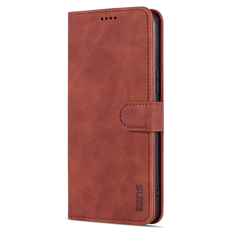AZNS Stand Phone Case for Honor 70 5G, PU Leather TPU Shockproof Wallet Cover - Brown