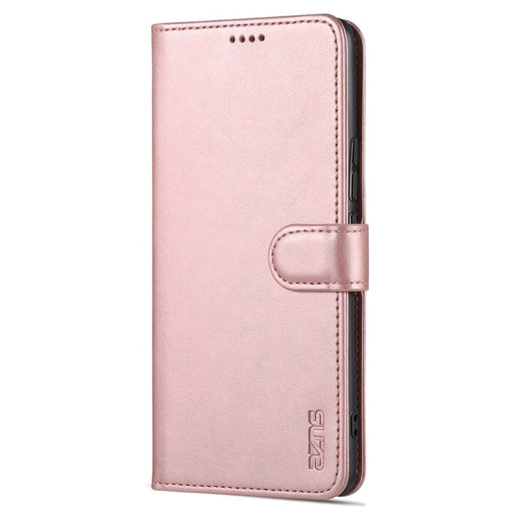 AZNS Stand Phone Case for Honor 70 5G, PU Leather TPU Shockproof Wallet Cover - Rose Gold