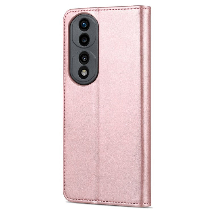 AZNS Stand Phone Case for Honor 70 5G, PU Leather TPU Shockproof Wallet Cover - Rose Gold
