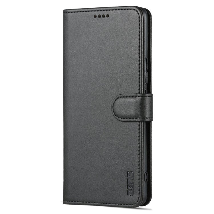 AZNS Stand Phone Case for Honor 70 5G, PU Leather TPU Shockproof Wallet Cover - Black
