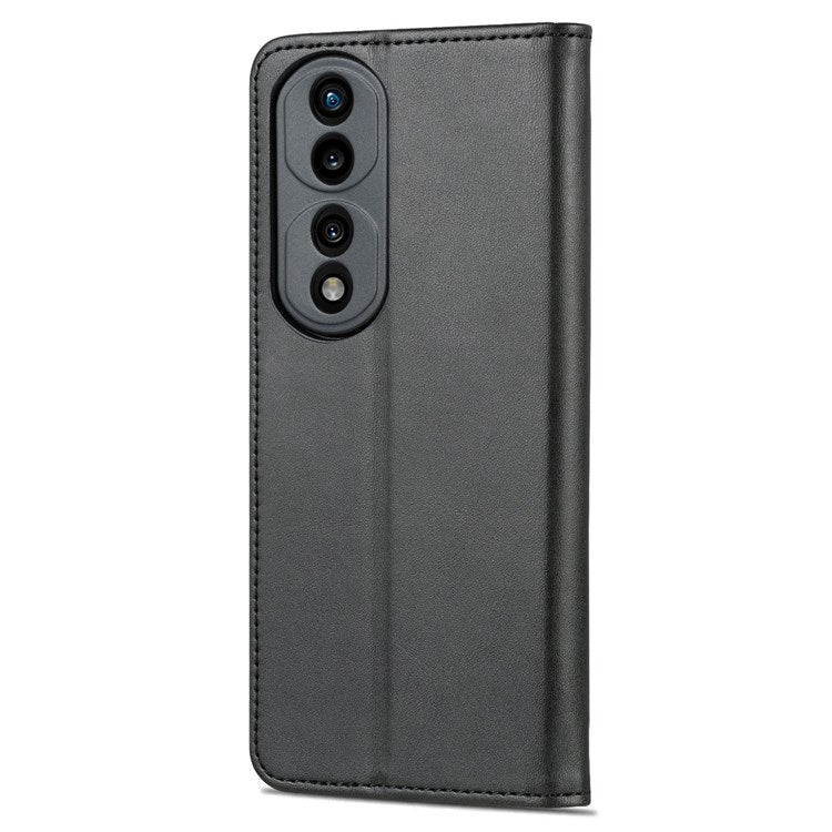 AZNS Stand Phone Case for Honor 70 5G, PU Leather TPU Shockproof Wallet Cover - Black