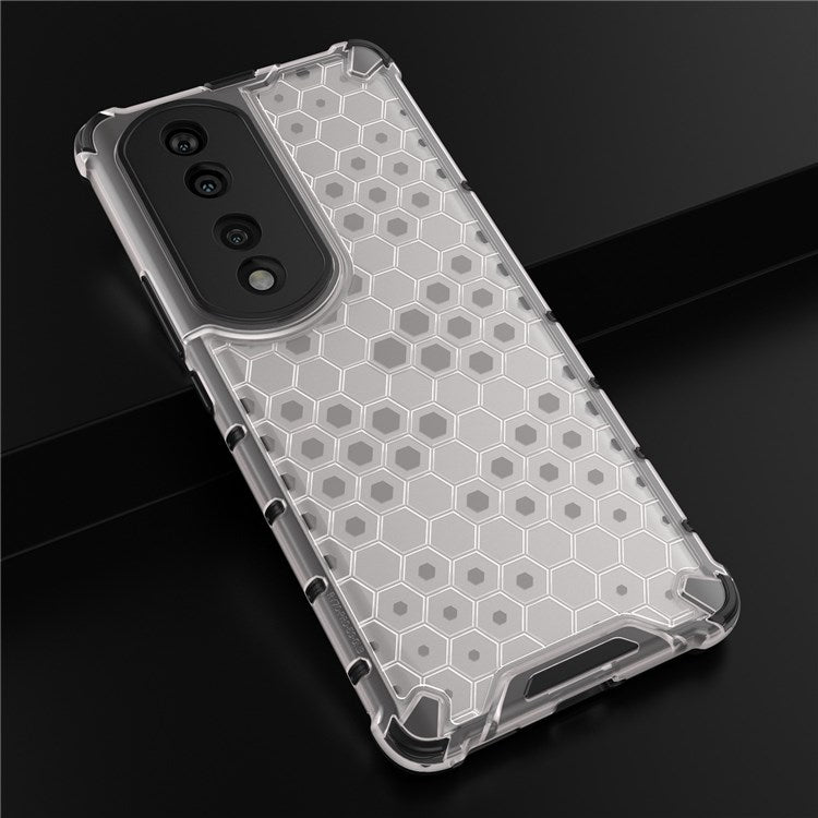 Honeycomb Textured TPU + PC Cover for Honor 70 Pro 5G, Anti-drop Protection Precise Cutout Phone Case - Grey