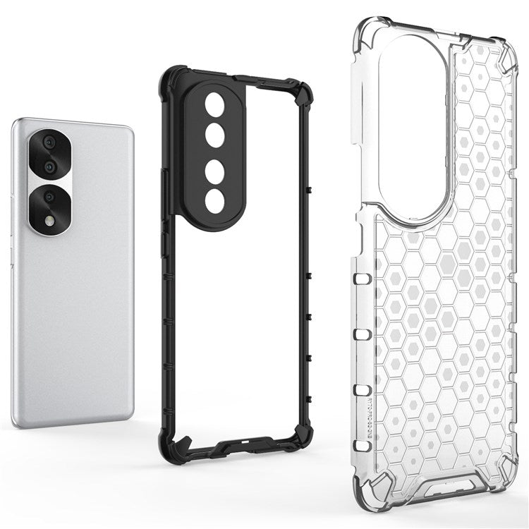 Honeycomb Textured TPU + PC Cover for Honor 70 Pro 5G, Anti-drop Protection Precise Cutout Phone Case - Green