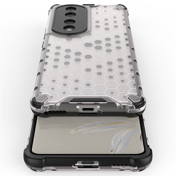 Honeycomb Textured TPU + PC Cover for Honor 70 Pro 5G, Anti-drop Protection Precise Cutout Phone Case - Green