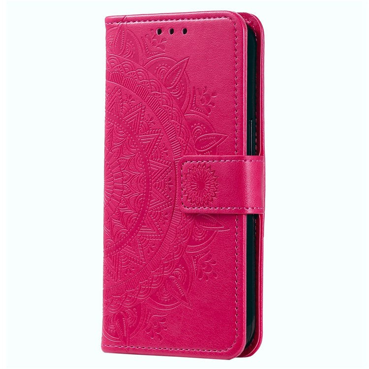For Honor X30/X9 4G/5G Imprinted Mandala Flower Pattern Wrist Strap Wallet Case PU Leather Stand Feature Flip Cover - Rose