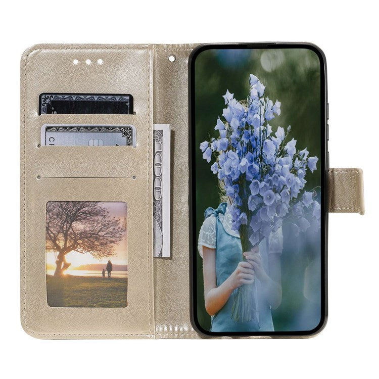 For Honor X30/X9 4G/5G Imprinted Mandala Flower Pattern Wrist Strap Wallet Case PU Leather Stand Feature Flip Cover - Gold