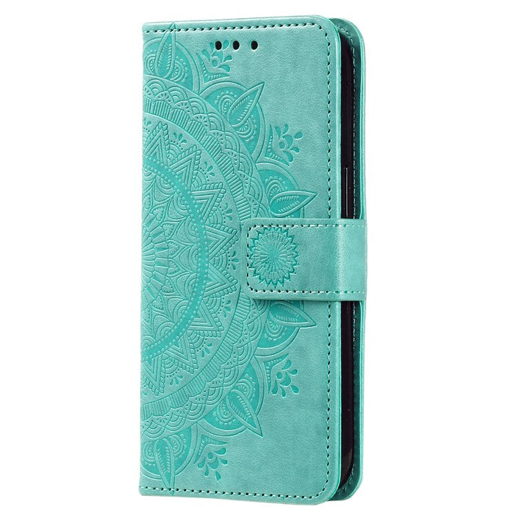 For Honor X30/X9 4G/5G Imprinted Mandala Flower Pattern Wrist Strap Wallet Case PU Leather Stand Feature Flip Cover - Green