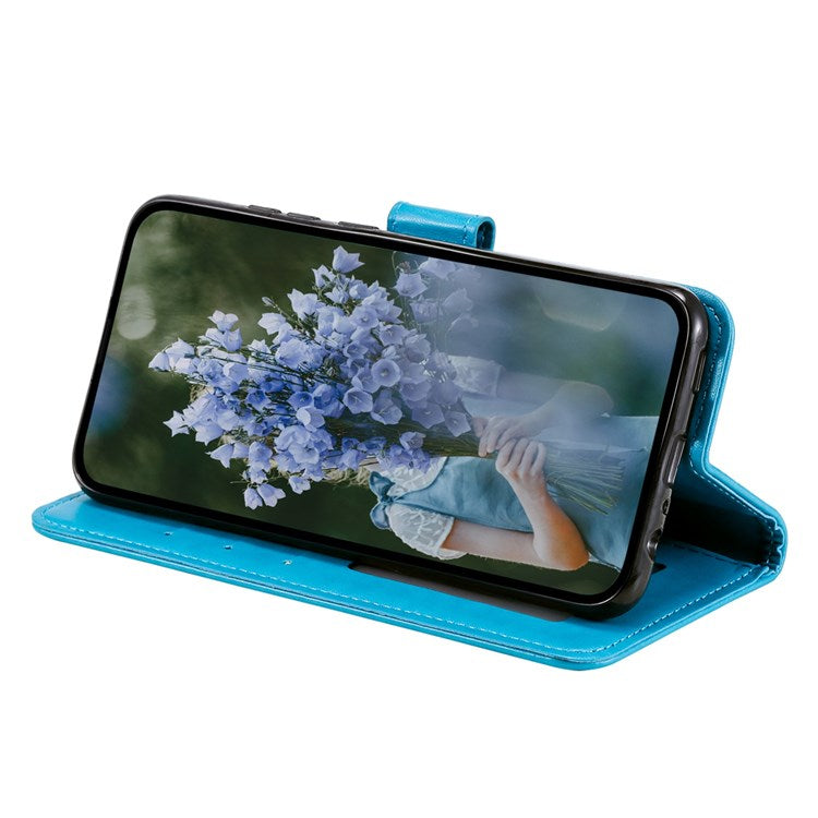 For Honor X30/X9 4G/5G Imprinted Mandala Flower Pattern Wrist Strap Wallet Case PU Leather Stand Feature Flip Cover - Blue