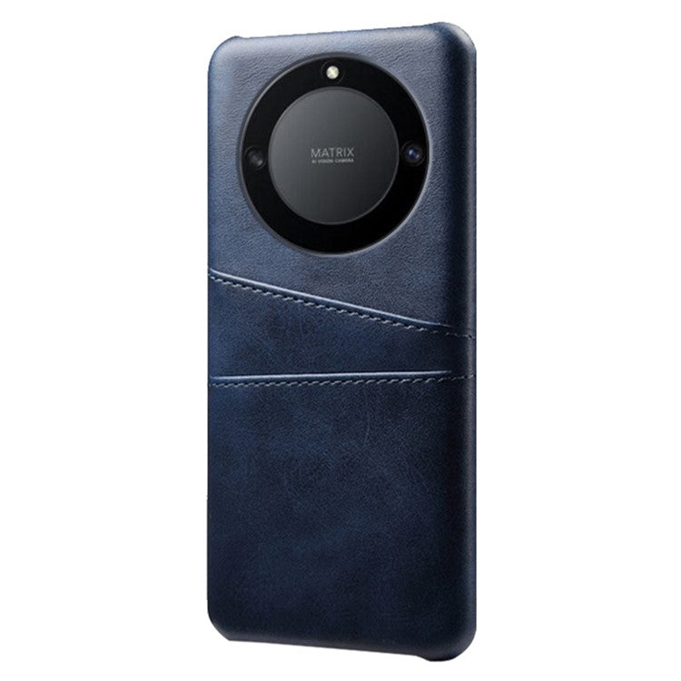 For Honor X40 5G / X9a 5G / Magic5 Lite 5G PU Leather Coated Hard PC Hybrid Phone Case Shockproof Anti-Scratch Dual Card Slots Cover - Blue