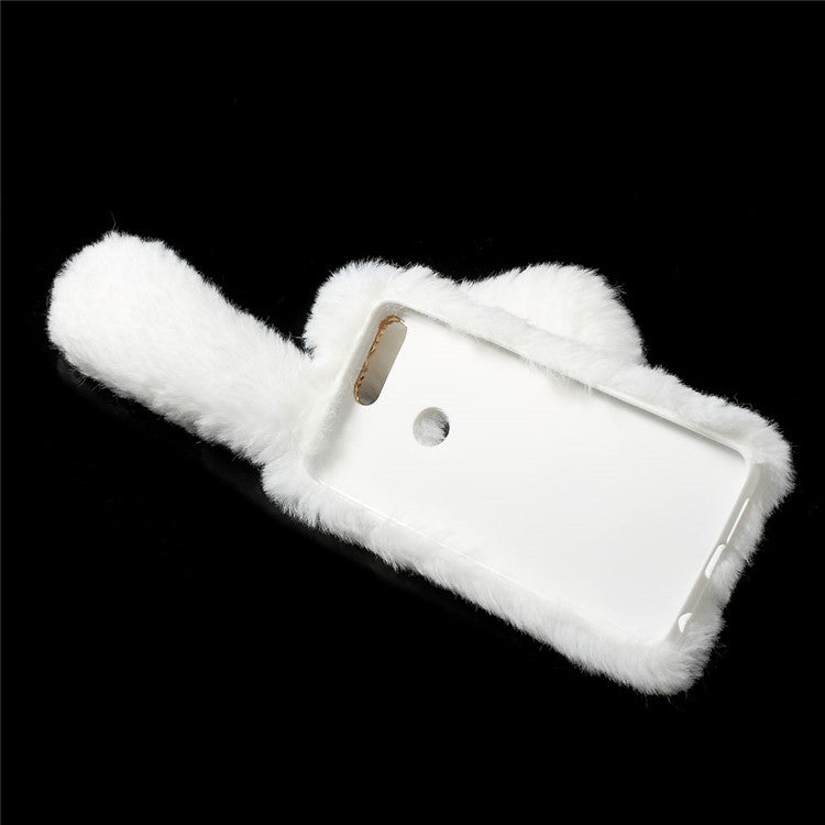 Bunny Shape Fluffy Warm Fur TPU Back Case for Huawei Honor 8 - White