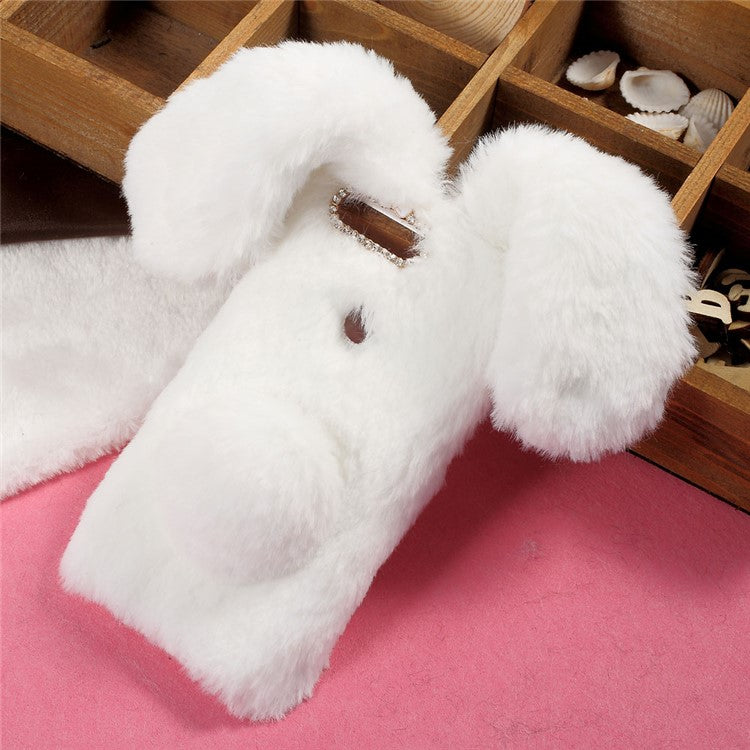 Bunny Shape Fluffy Warm Fur TPU Back Case for Huawei Honor 8 - White