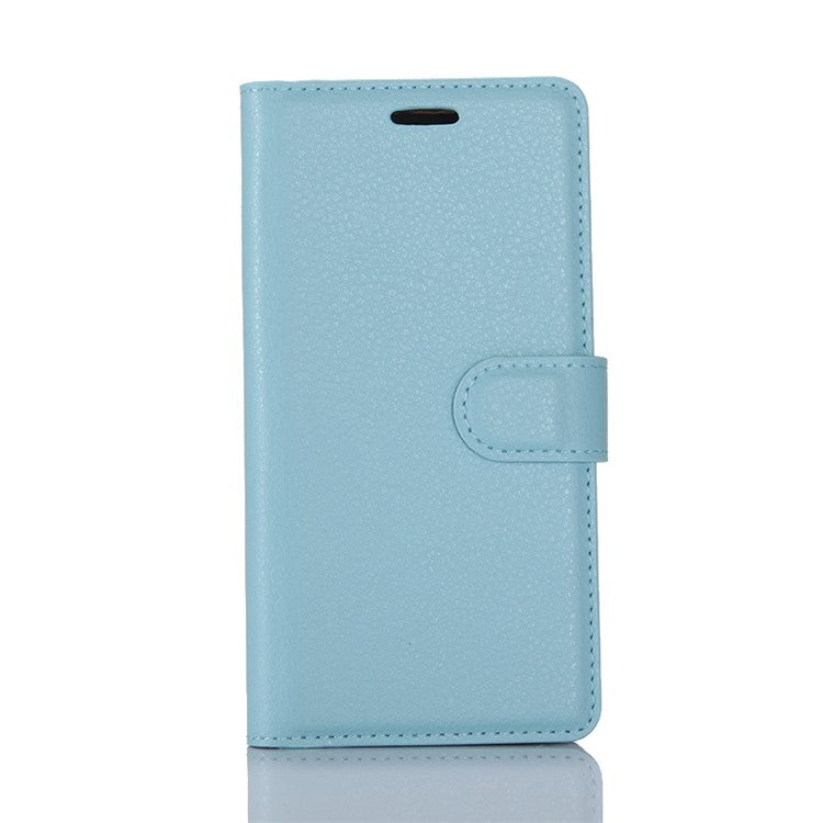 For Huawei P8 Lite (2017) / Honor 8 Lite Litchi Grain Leather Case 3 Card Holders with 1 Cash Pocket Wallet - Blue