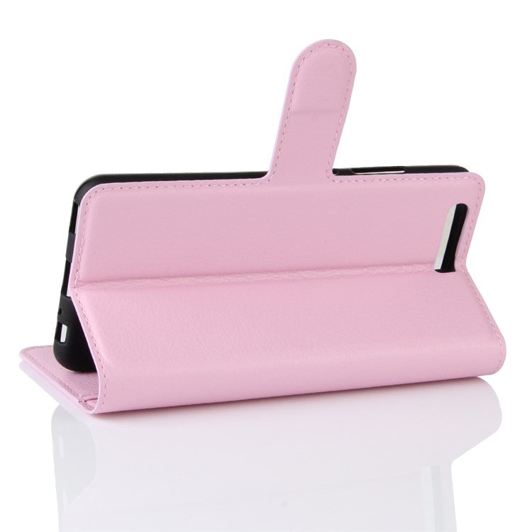 For Huawei P10 Litchi Skin Leather Stand Cover with Separated Wallet Design Anti-Collision Protection - Pink