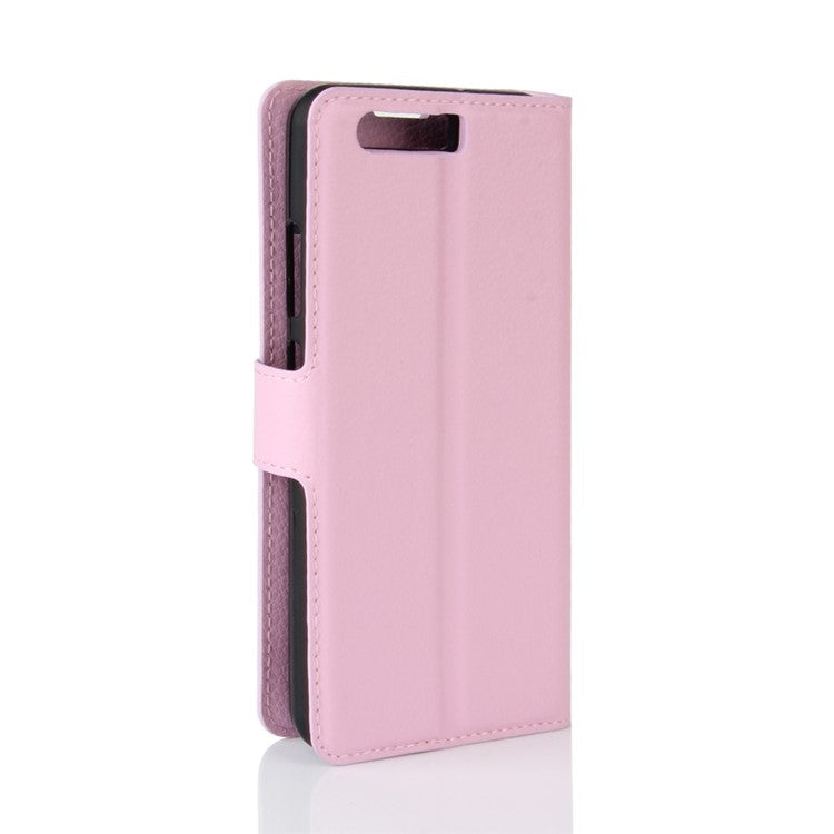 For Huawei P10 Litchi Skin Leather Stand Cover with Separated Wallet Design Anti-Collision Protection - Pink
