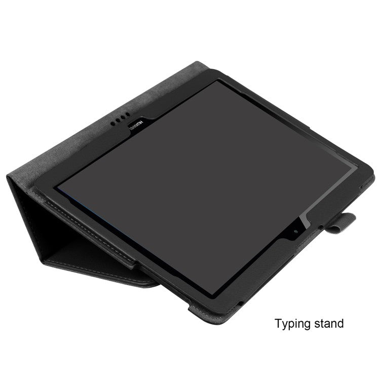 For Huawei MediaPad T3 10 Anti-Scratch Stylish Shockproof Litchi Skin Leather Case with Supporting Stand - Black