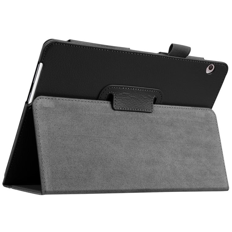 For Huawei MediaPad T3 10 Anti-Scratch Stylish Shockproof Litchi Skin Leather Case with Supporting Stand - Black