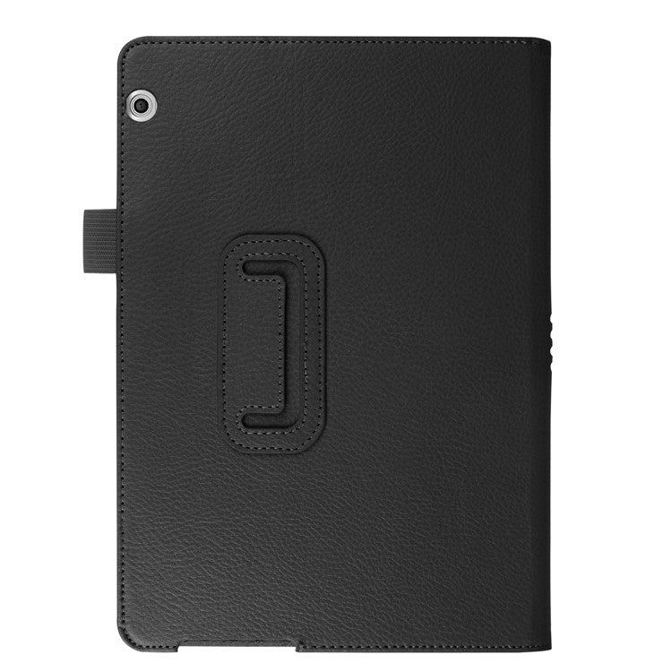 For Huawei MediaPad T3 10 Anti-Scratch Stylish Shockproof Litchi Skin Leather Case with Supporting Stand - Black