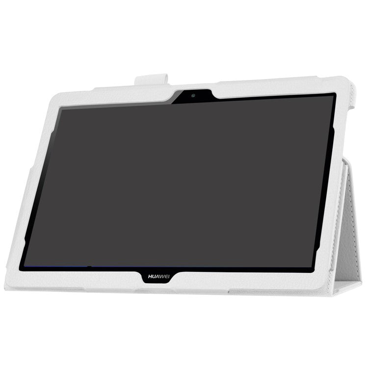 For Huawei MediaPad T3 10 Anti-Scratch Stylish Shockproof Litchi Skin Leather Case with Supporting Stand - White