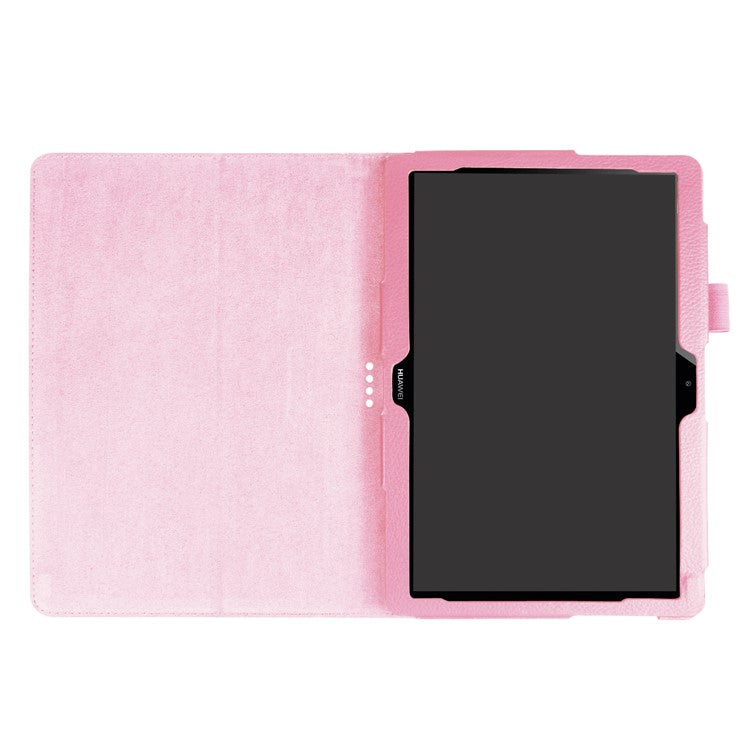 For Huawei MediaPad T3 10 Anti-Scratch Stylish Shockproof Litchi Skin Leather Case with Supporting Stand - Pink