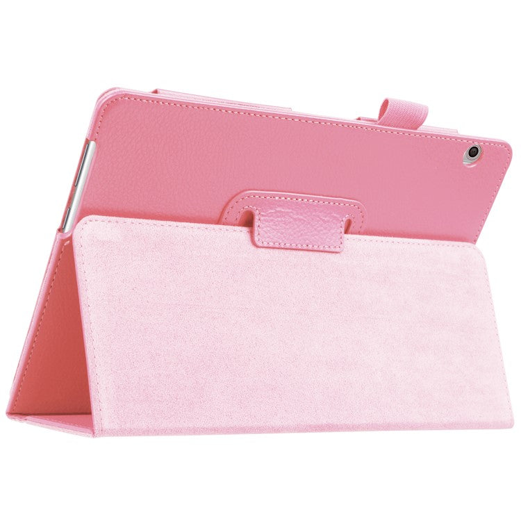 For Huawei MediaPad T3 10 Anti-Scratch Stylish Shockproof Litchi Skin Leather Case with Supporting Stand - Pink