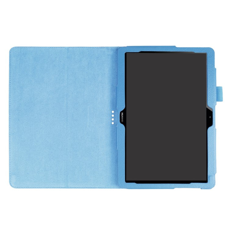 For Huawei MediaPad T3 10 Anti-Scratch Stylish Shockproof Litchi Skin Leather Case with Supporting Stand - Blue