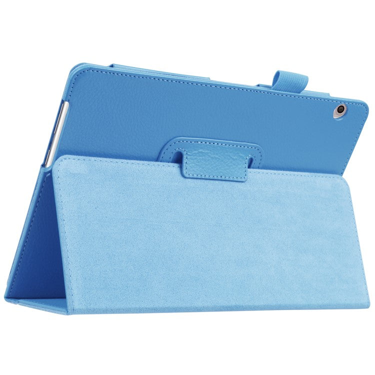 For Huawei MediaPad T3 10 Anti-Scratch Stylish Shockproof Litchi Skin Leather Case with Supporting Stand - Blue