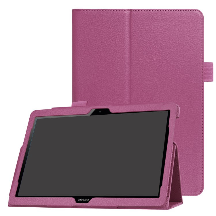 For Huawei MediaPad T3 10 Anti-Scratch Stylish Shockproof Litchi Skin Leather Case with Supporting Stand - Purple