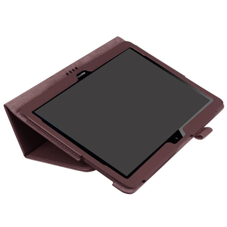 For Huawei MediaPad T3 10 Anti-Scratch Stylish Shockproof Litchi Skin Leather Case with Supporting Stand - Brown