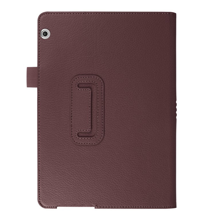 For Huawei MediaPad T3 10 Anti-Scratch Stylish Shockproof Litchi Skin Leather Case with Supporting Stand - Brown