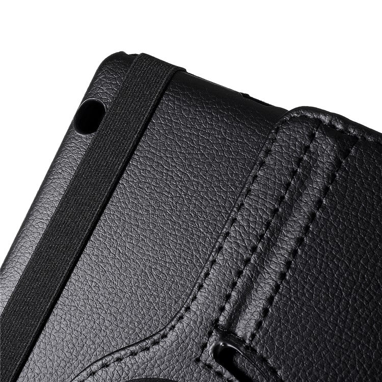 For Huawei MediaPad T3 10 Litchi Skin Leather 360 Degree Rotary Stand Multi-Angle Support Tablet Case - Black