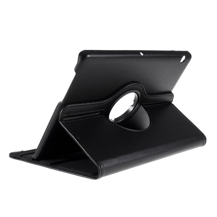 For Huawei MediaPad T3 10 Litchi Skin Leather 360 Degree Rotary Stand Multi-Angle Support Tablet Case - Black